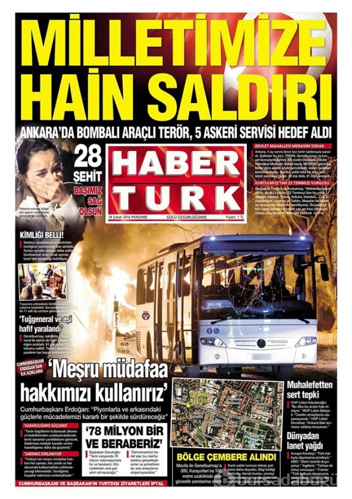Ankara'daki terör saldırısı manşetlerde