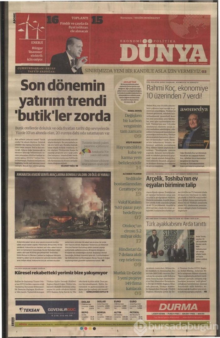 Ankara'daki terör saldırısı manşetlerde