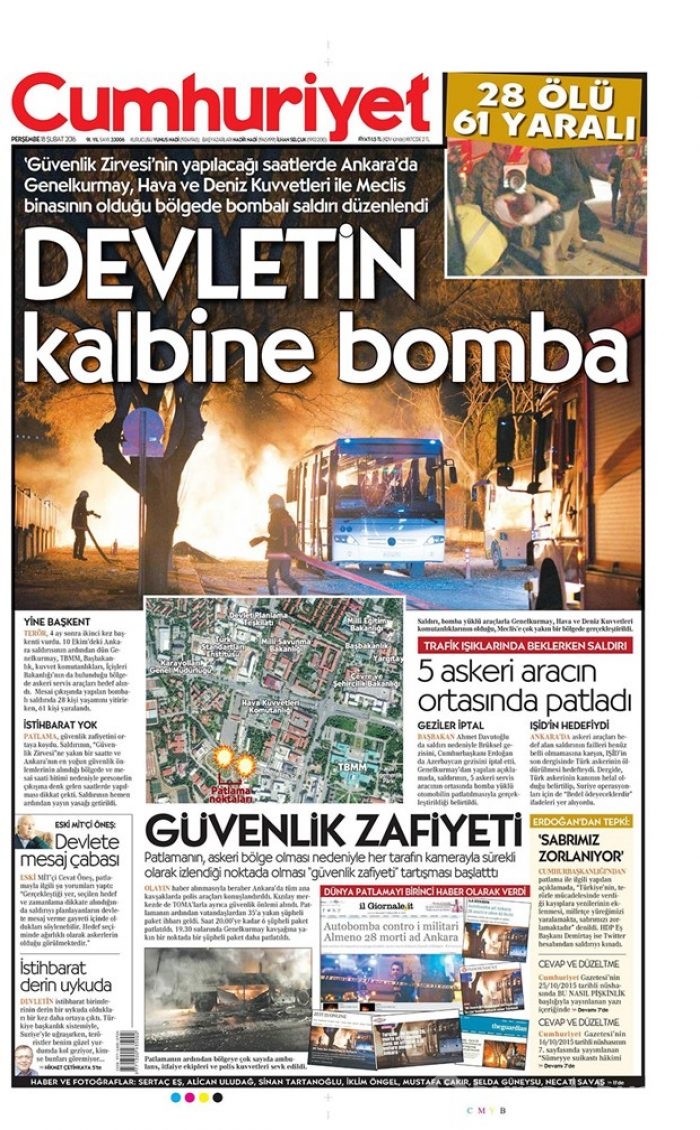 Ankara'daki terör saldırısı manşetlerde