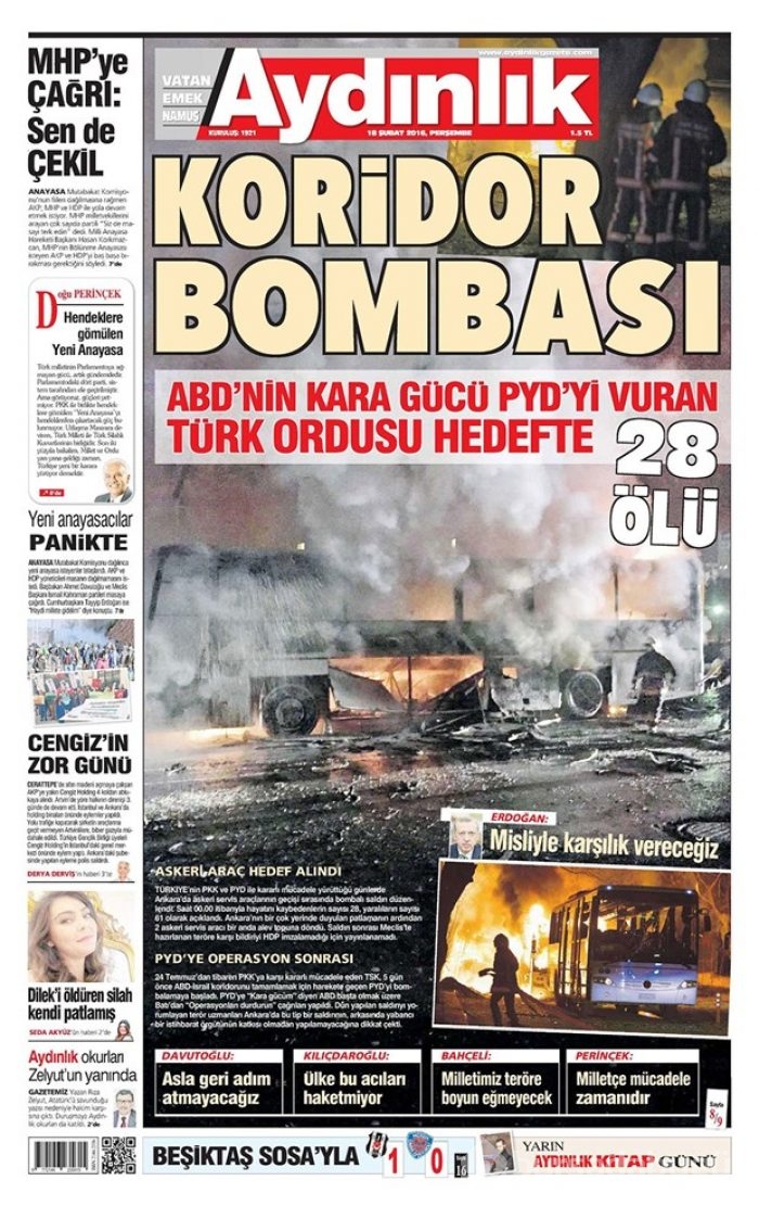 Ankara'daki terör saldırısı manşetlerde