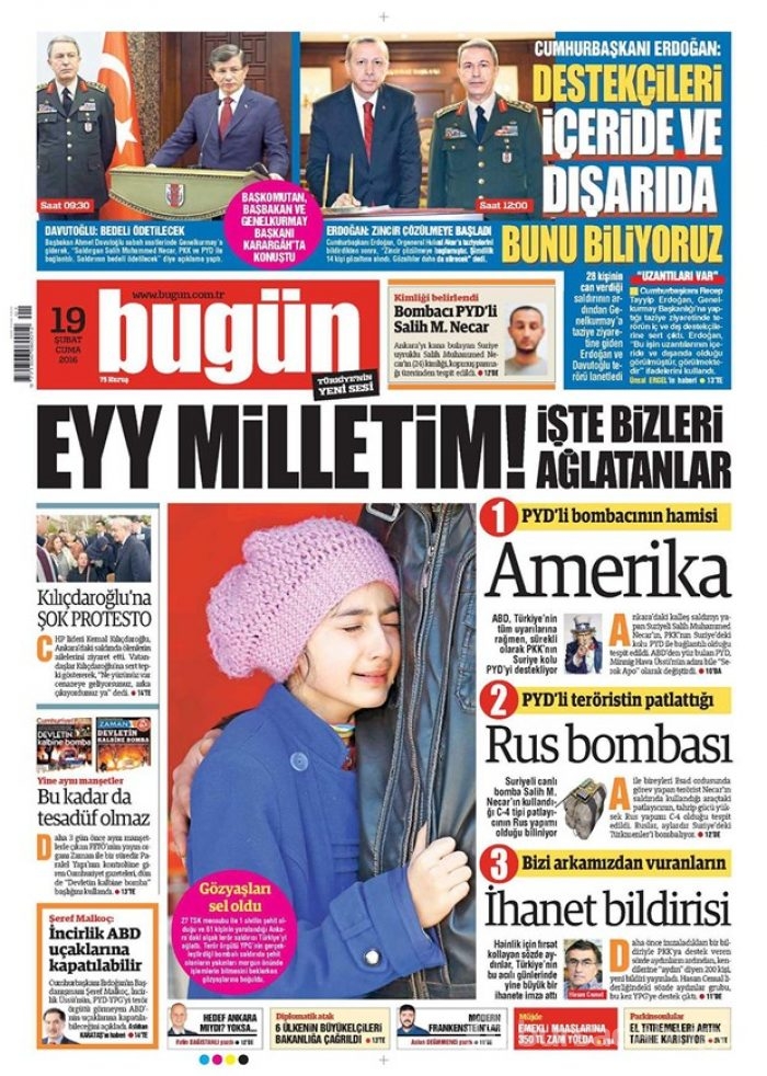 Günün gazete manşetleri - 19 Şubat 2016