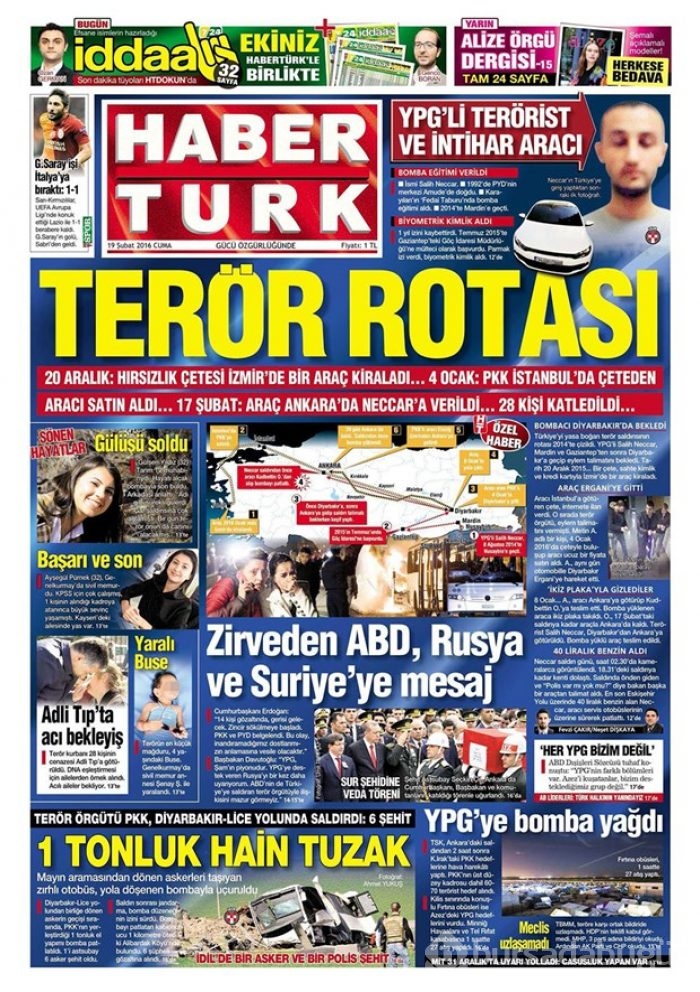 Günün gazete manşetleri - 19 Şubat 2016