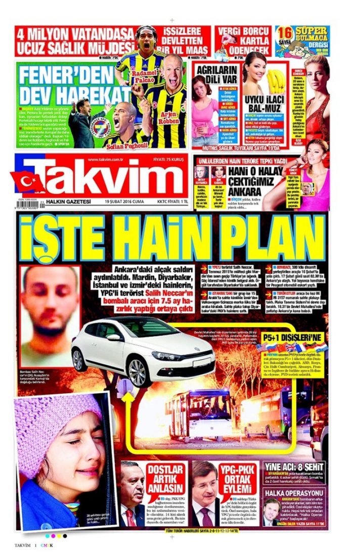 Günün gazete manşetleri - 19 Şubat 2016