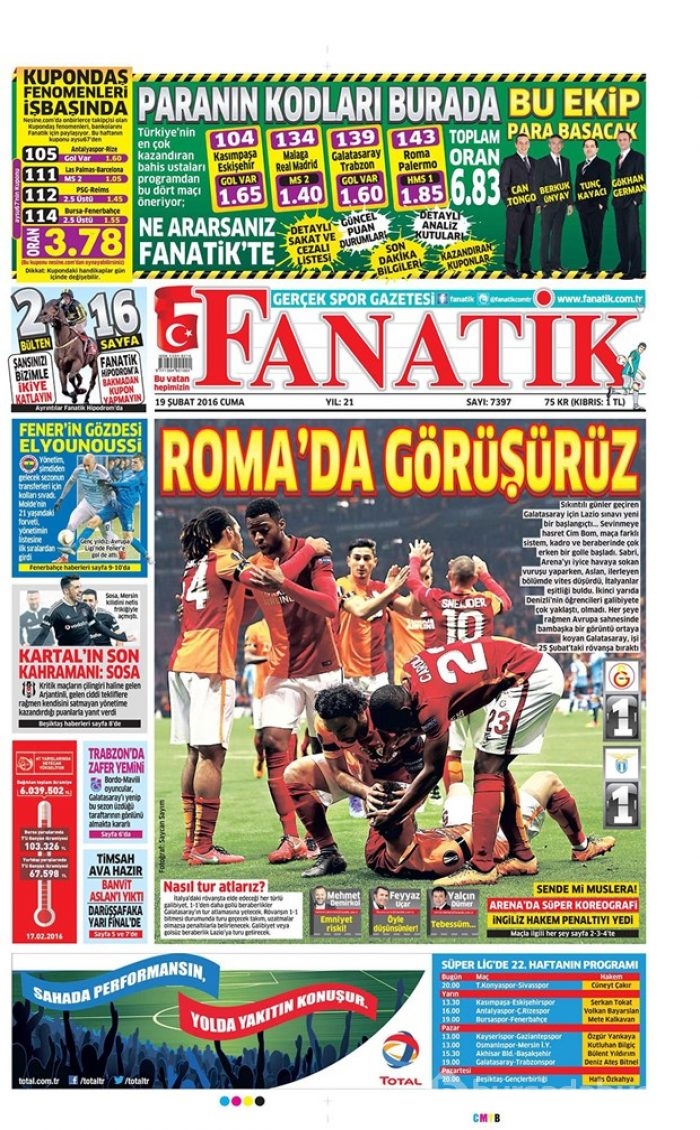 Günün gazete manşetleri - 19 Şubat 2016