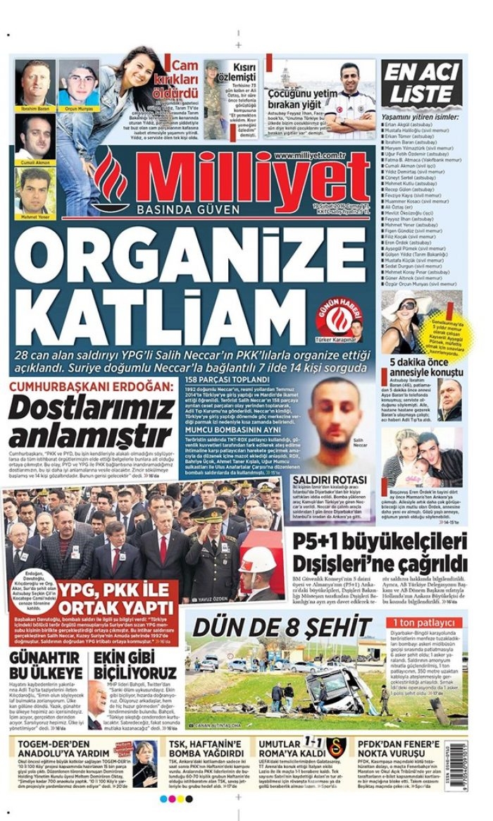Günün gazete manşetleri - 19 Şubat 2016