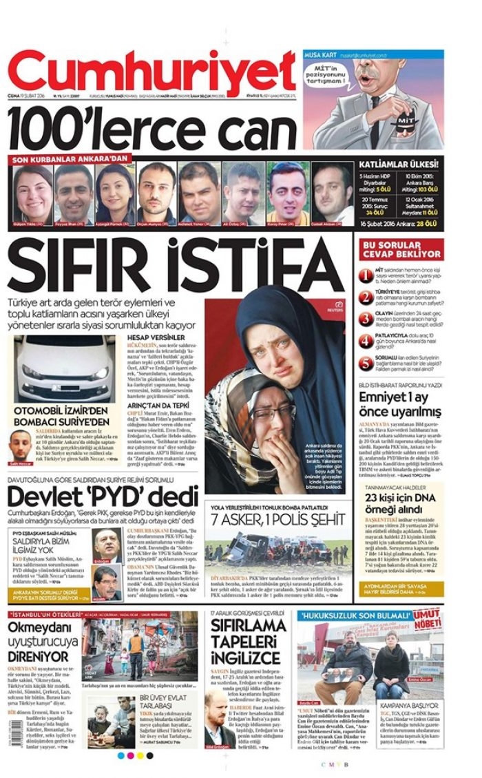 Günün gazete manşetleri - 19 Şubat 2016