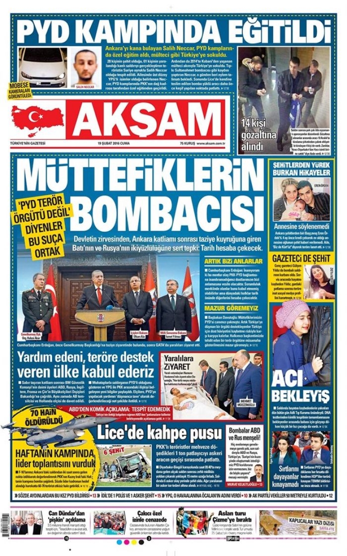 Günün gazete manşetleri - 19 Şubat 2016