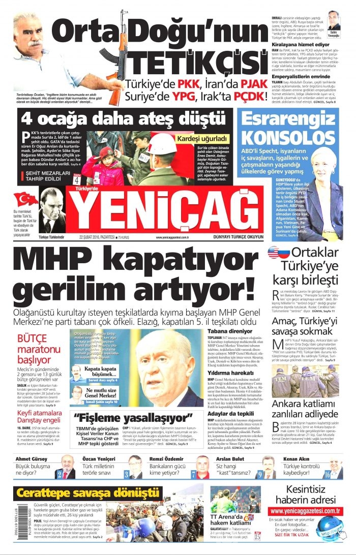 Gazete manşetleri (22.02.2016)