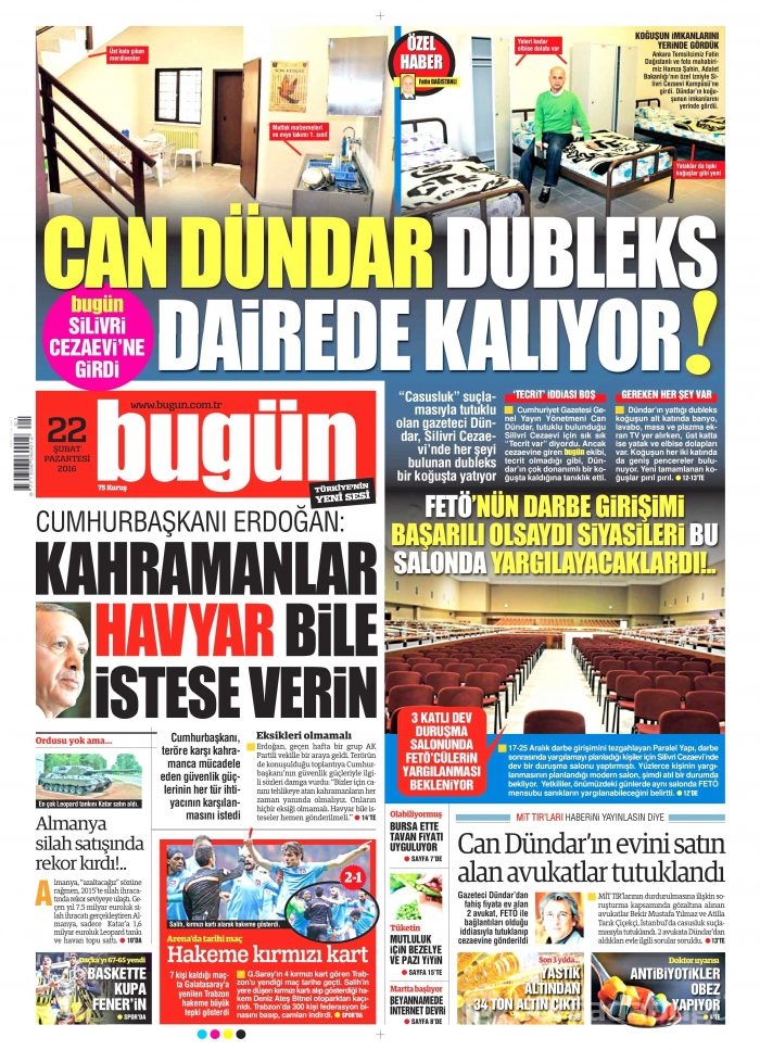 Gazete manşetleri (22.02.2016)