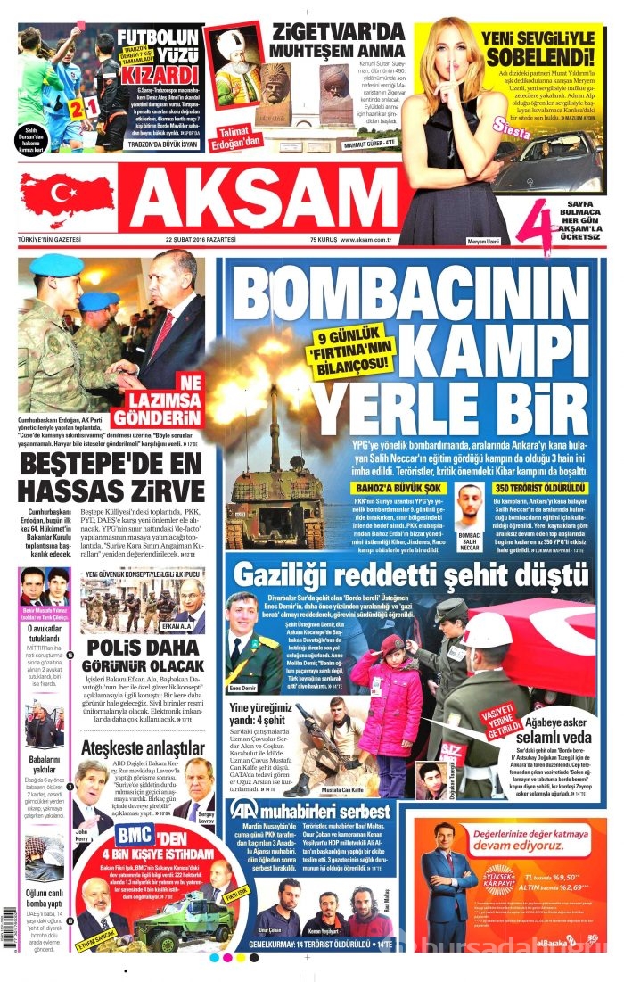 Gazete manşetleri (22.02.2016)