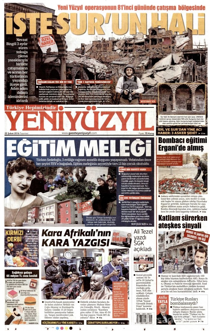 Gazete manşetleri (22.02.2016)
