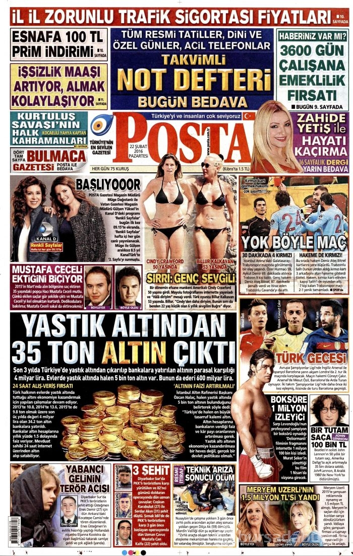 Gazete manşetleri (22.02.2016)