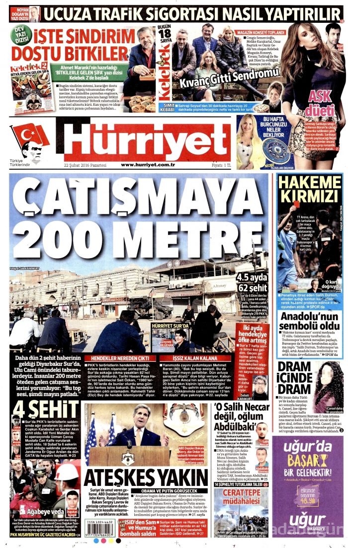 Gazete manşetleri (22.02.2016)