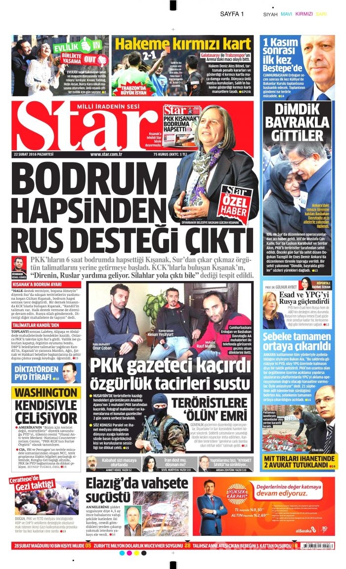 Gazete manşetleri (22.02.2016)