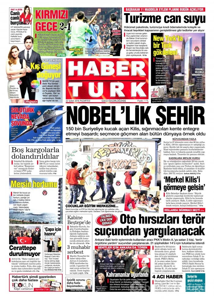 Gazete manşetleri (22.02.2016)