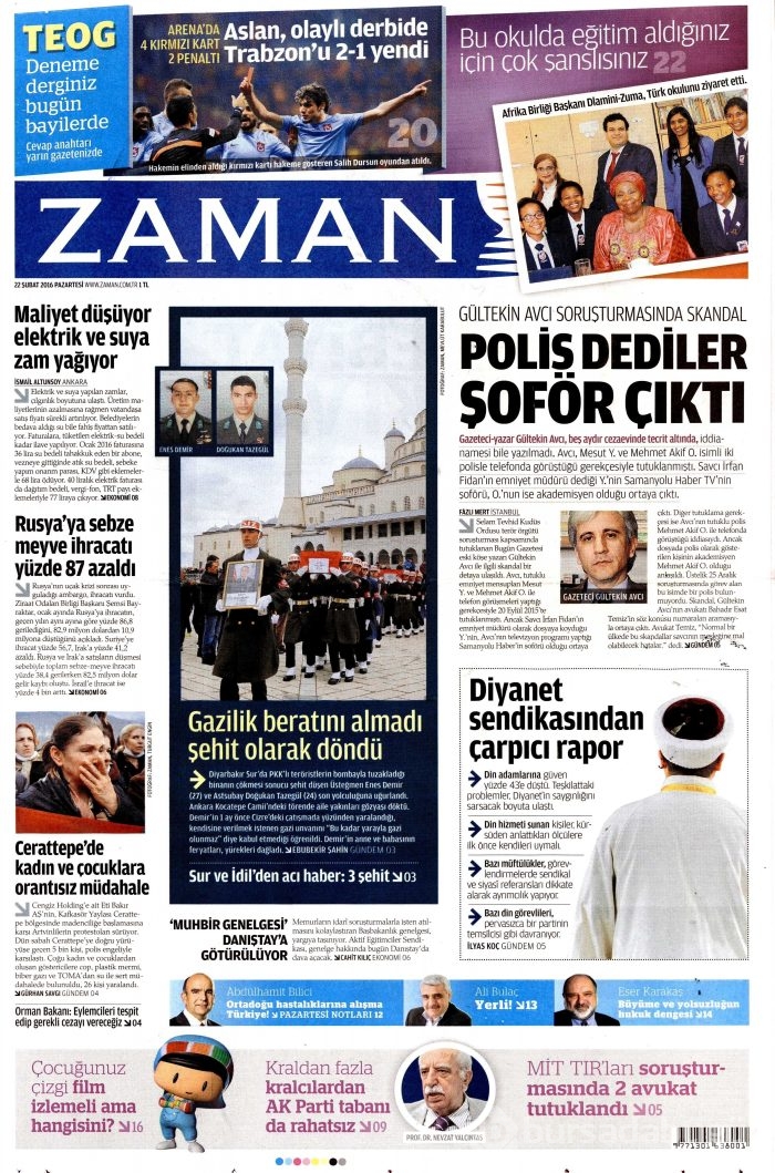 Gazete manşetleri (22.02.2016)