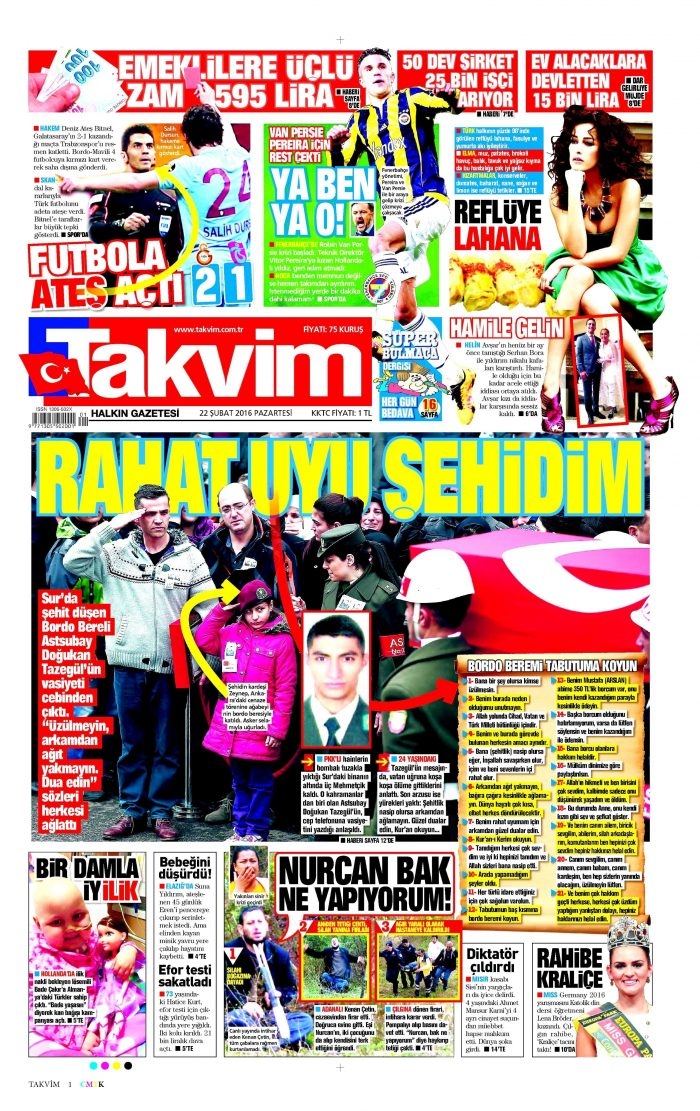 Gazete manşetleri (22.02.2016)