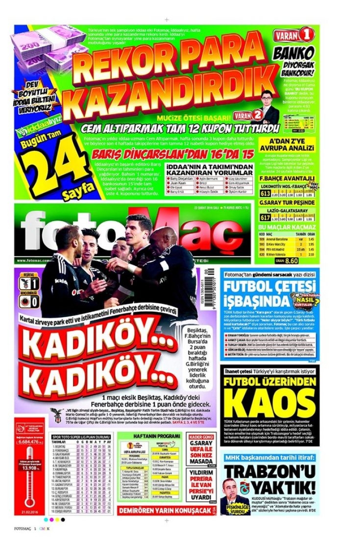Günün gazete manşetleri - 23 Şubat 2016