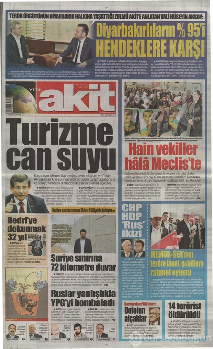 Günün gazete manşetleri - 23 Şubat 2016