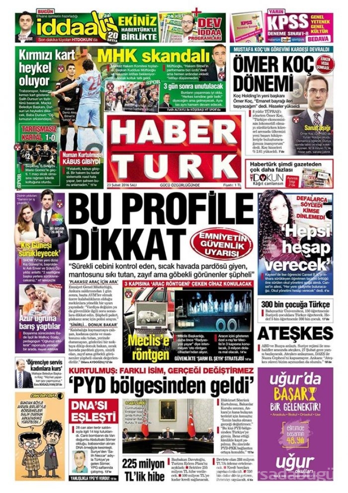 Günün gazete manşetleri - 23 Şubat 2016
