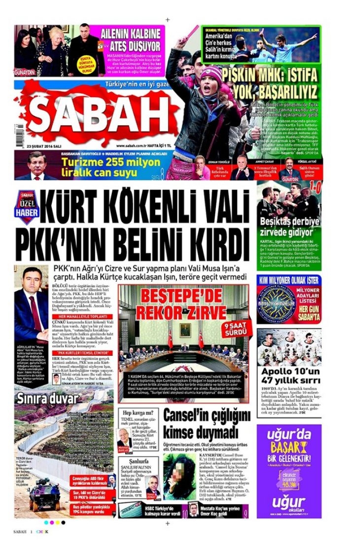 Günün gazete manşetleri - 23 Şubat 2016
