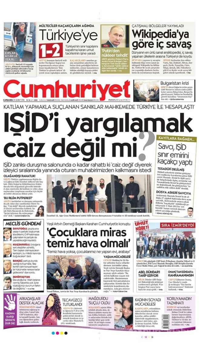 Günün gazete manşetleri - 24 Şubat 2016