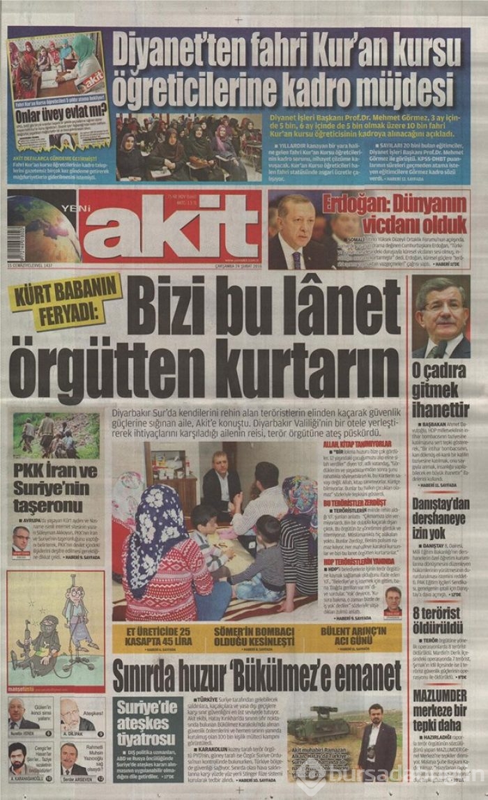 Günün gazete manşetleri - 24 Şubat 2016