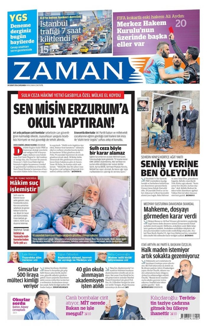 Günün gazete manşetleri - 24 Şubat 2016