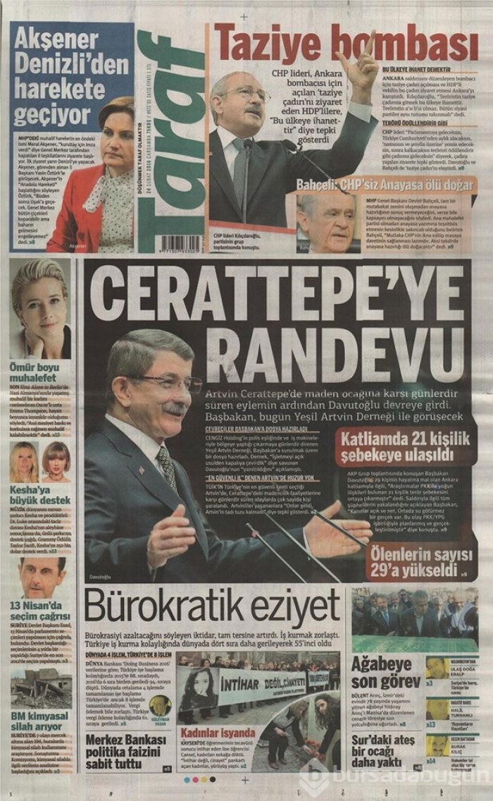 Günün gazete manşetleri - 24 Şubat 2016