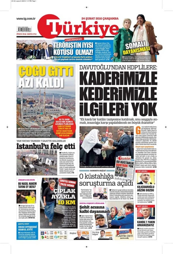 Günün gazete manşetleri - 24 Şubat 2016