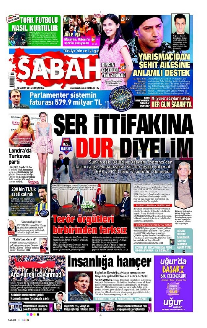 Günün gazete manşetleri - 24 Şubat 2016