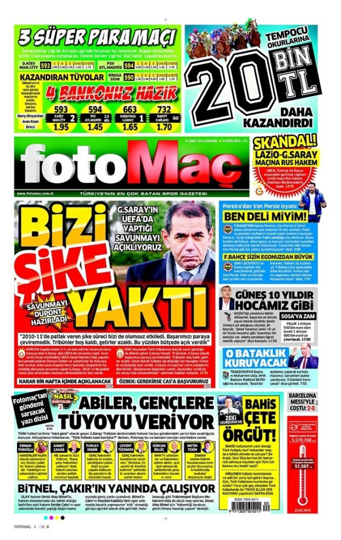 Günün gazete manşetleri - 24 Şubat 2016