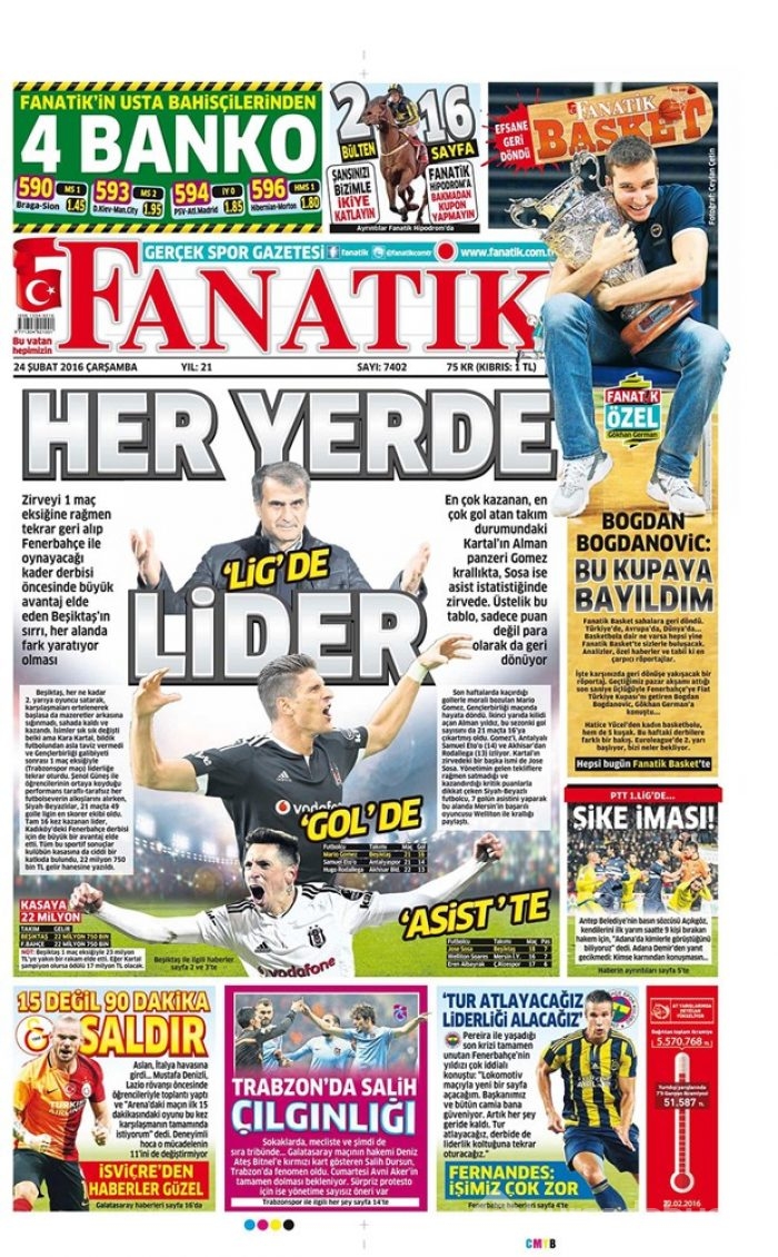 Günün gazete manşetleri - 24 Şubat 2016