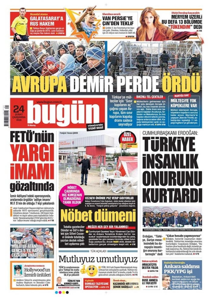 Günün gazete manşetleri - 24 Şubat 2016