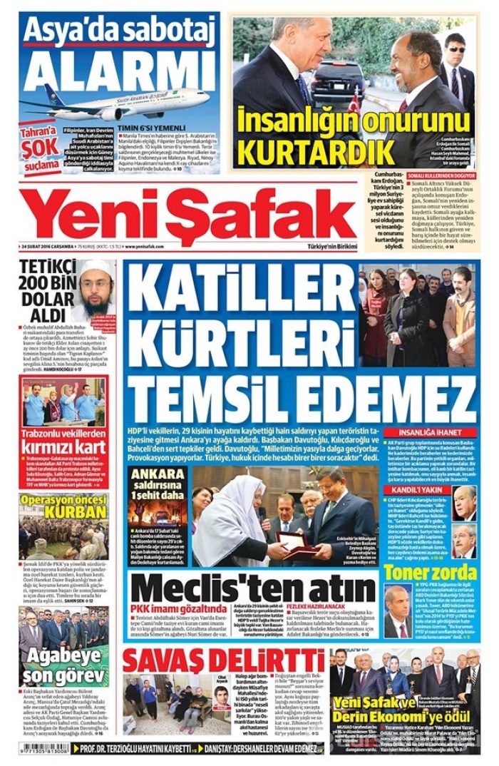 Günün gazete manşetleri - 24 Şubat 2016