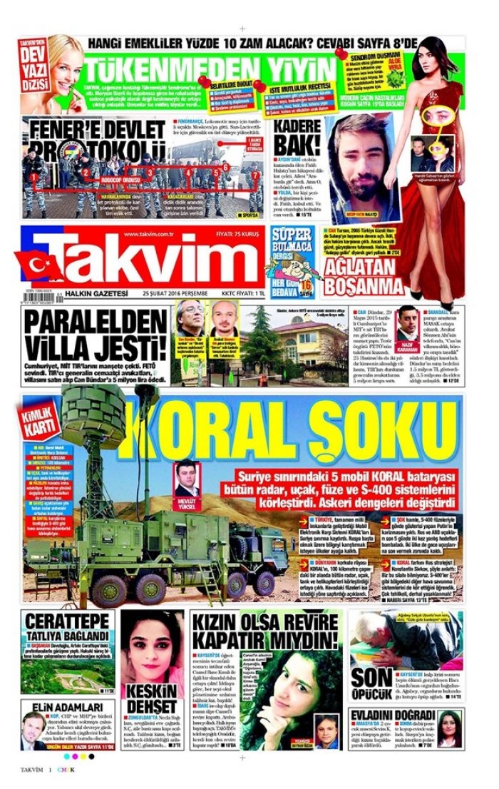 Günün gazete manşetleri - 25 Şubat 2016