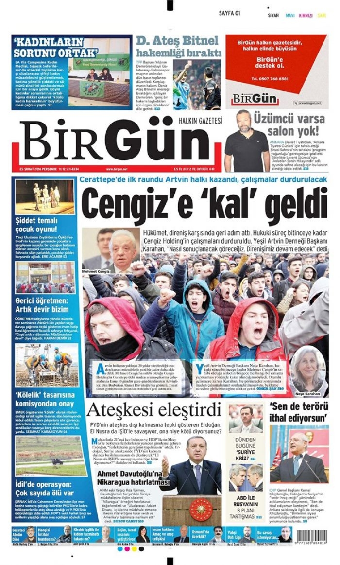 Günün gazete manşetleri - 25 Şubat 2016