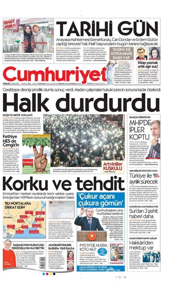Günün gazete manşetleri - 25 Şubat 2016