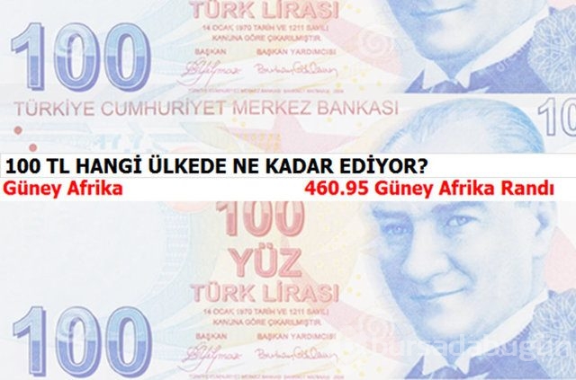 100 TL hangi ülkede ne kadar ediyor?