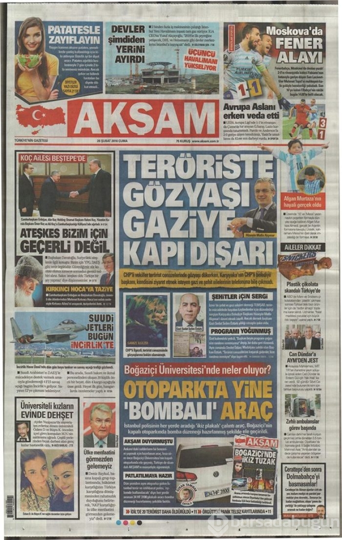Günün gazete manşetleri - 26 Şubat 2016