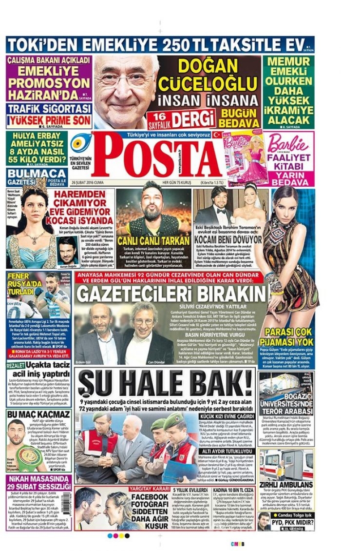 Günün gazete manşetleri - 26 Şubat 2016