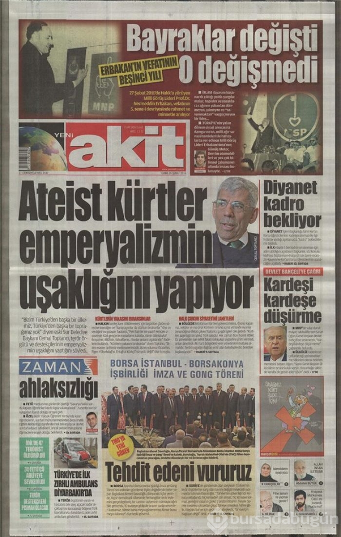 Günün gazete manşetleri - 26 Şubat 2016