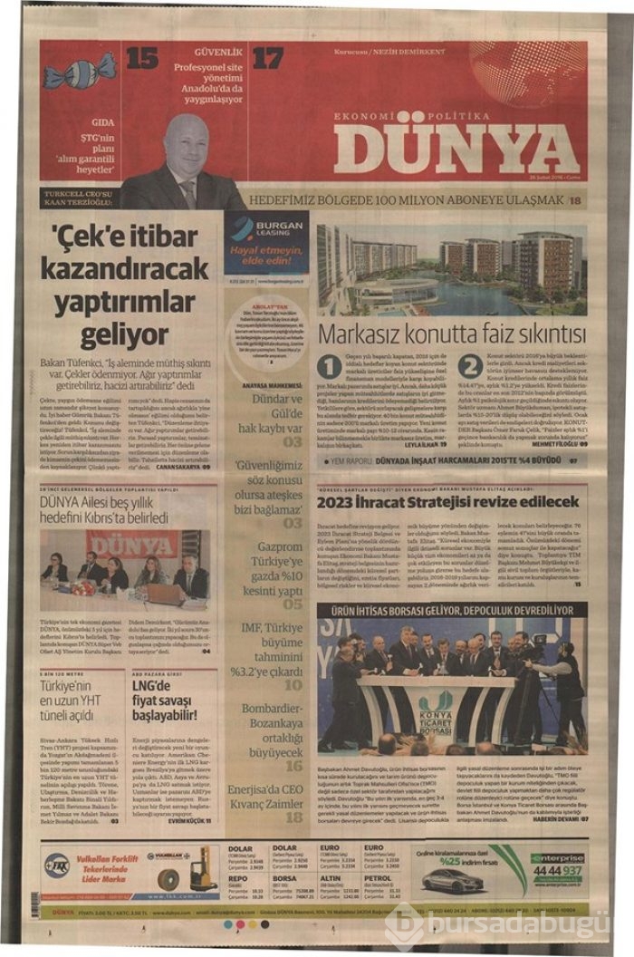 Günün gazete manşetleri - 26 Şubat 2016