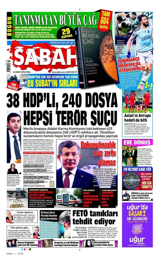 Günün gazete manşetleri - 26 Şubat 2016