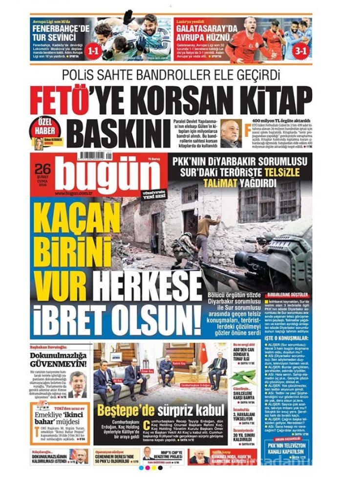 Günün gazete manşetleri - 26 Şubat 2016