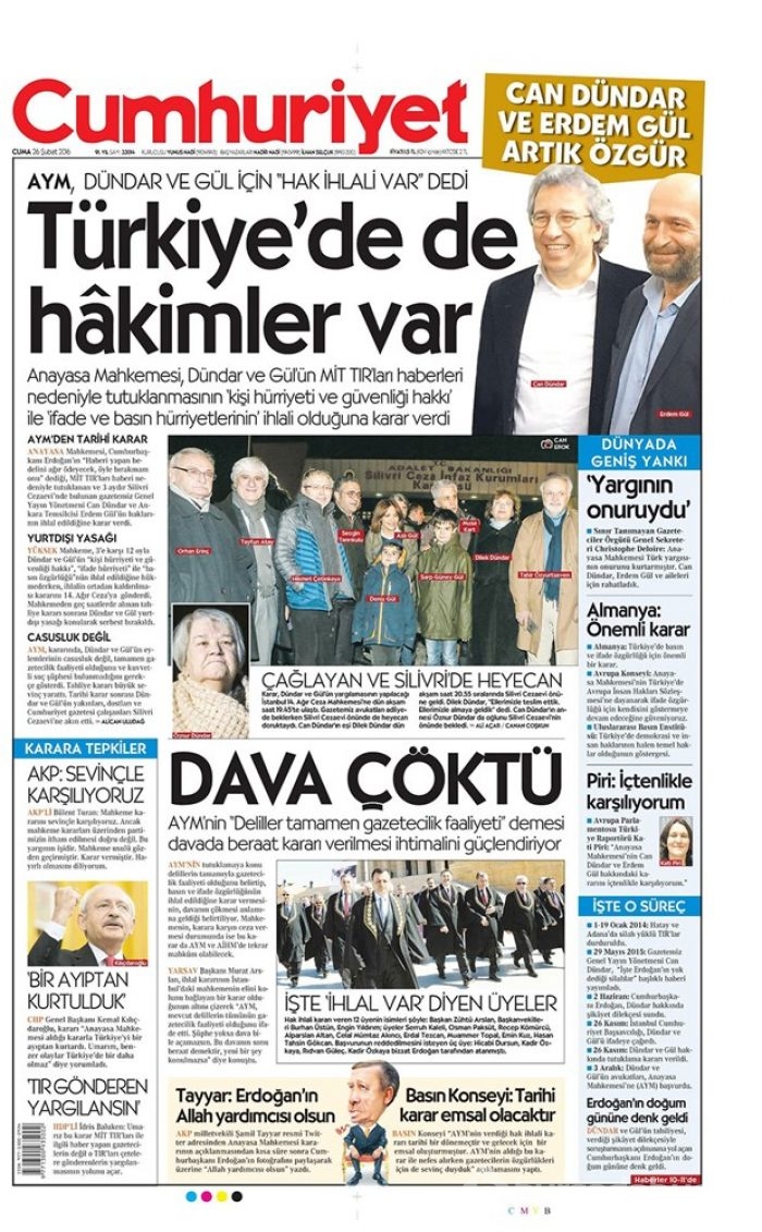 Günün gazete manşetleri - 26 Şubat 2016