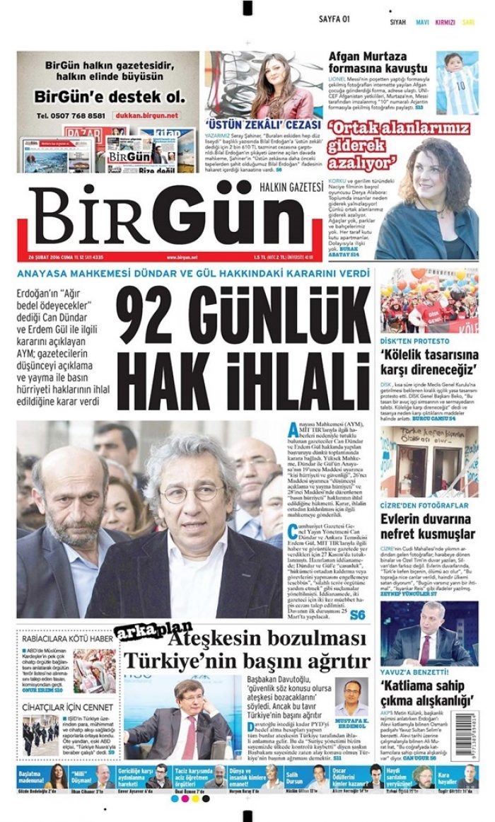 Günün gazete manşetleri - 26 Şubat 2016