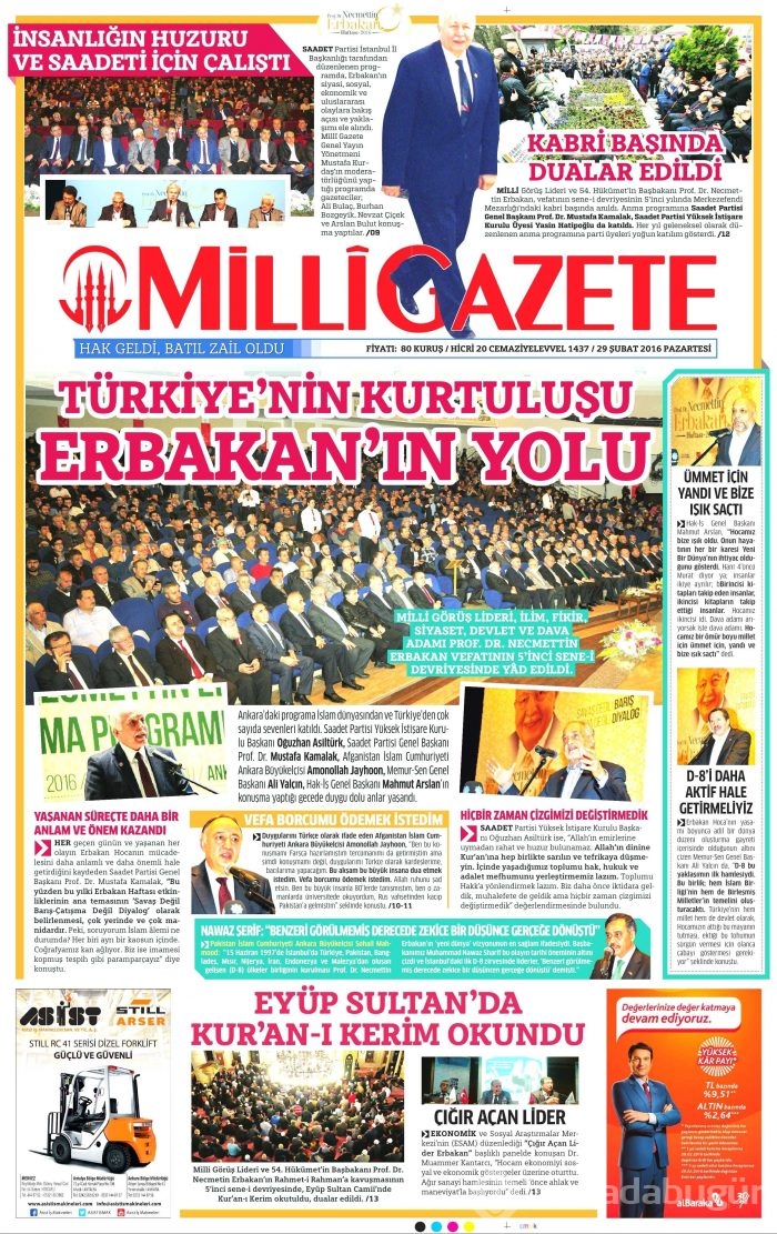 Gazete manşetleri (29.02.2016)