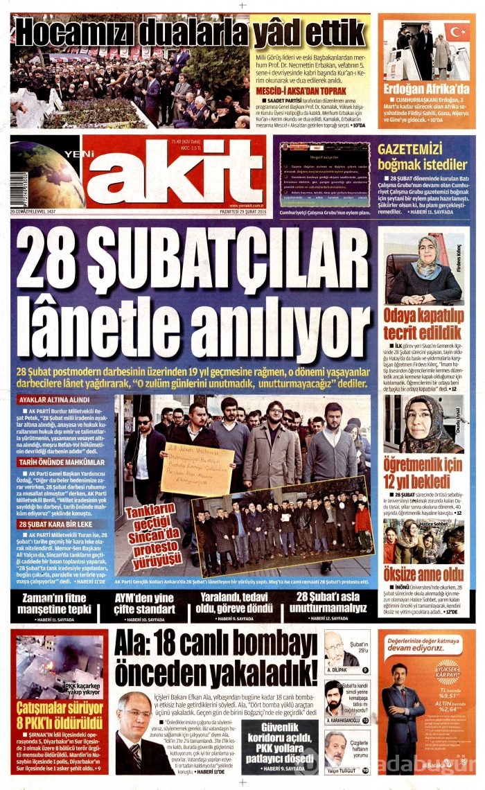 Gazete manşetleri (29.02.2016)