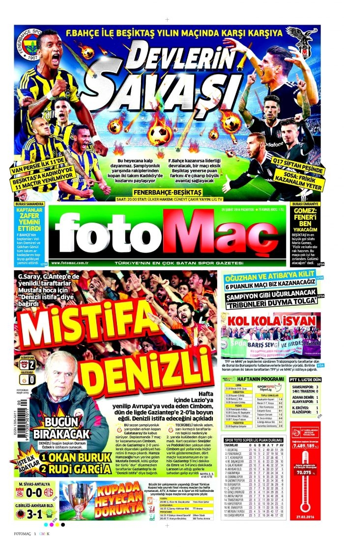 Gazete manşetleri (29.02.2016)